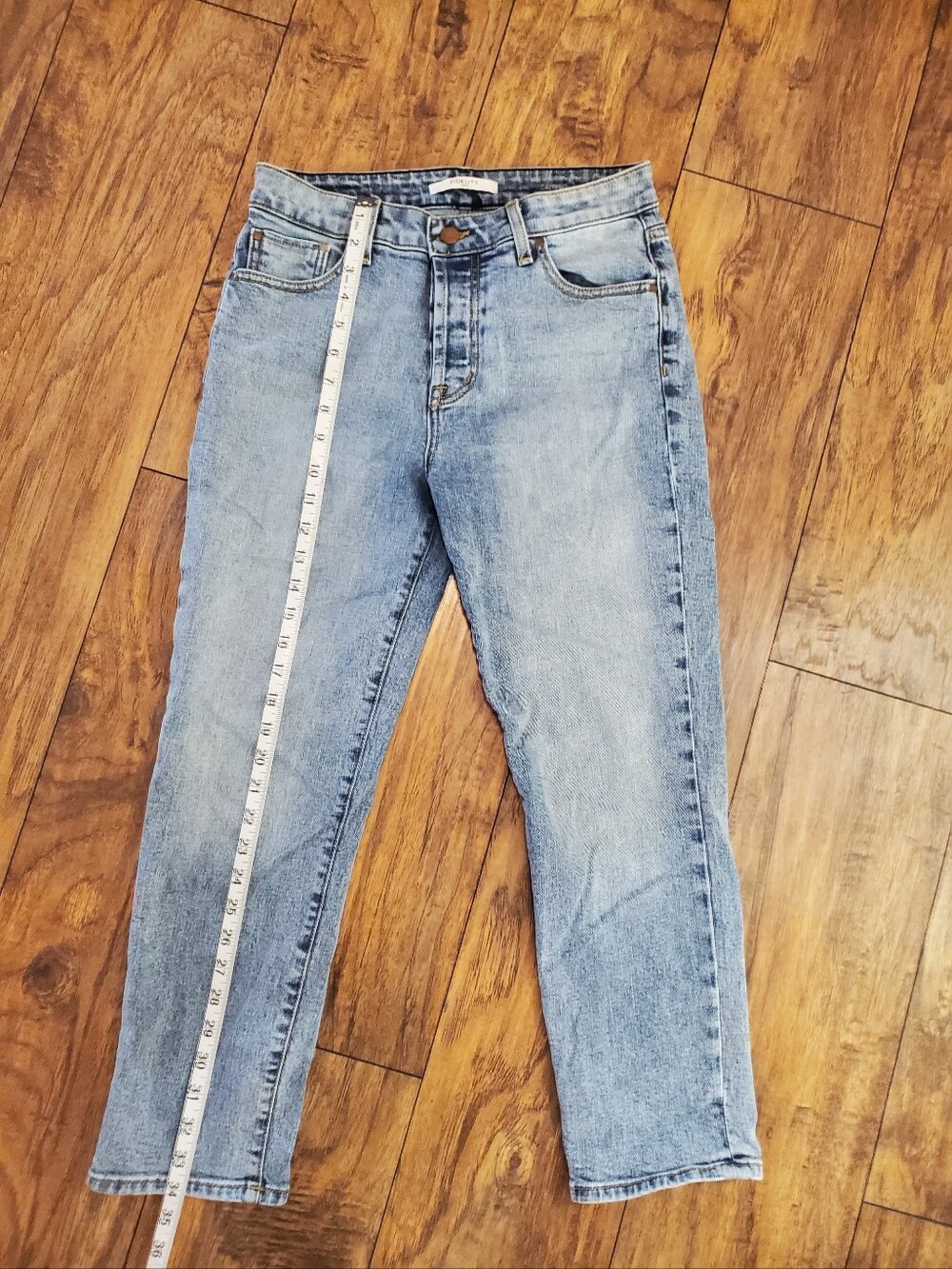 Fidelity Denim Crop Straight Jeans Women’s Size 26 Light Wash Stretch Cropped